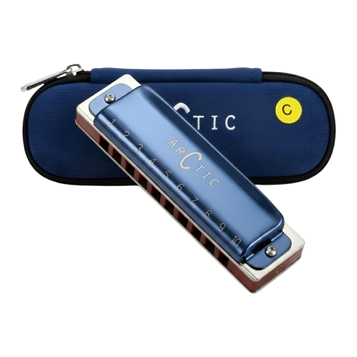 ARCTIC C Scale 10-Hole/20-Tone Premium Harmonica with Case & Cleaning Cloth – For Professionals & Beginners