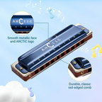 ARCTIC C Scale 10-Hole/20-Tone Premium Harmonica with Case & Cleaning Cloth – For Professionals & Beginners