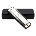 ARCTIC Key C 10-Hole Diatonic Harmonica Mouth Organ – For Beginners & Professionals with Hard Case (Silver)