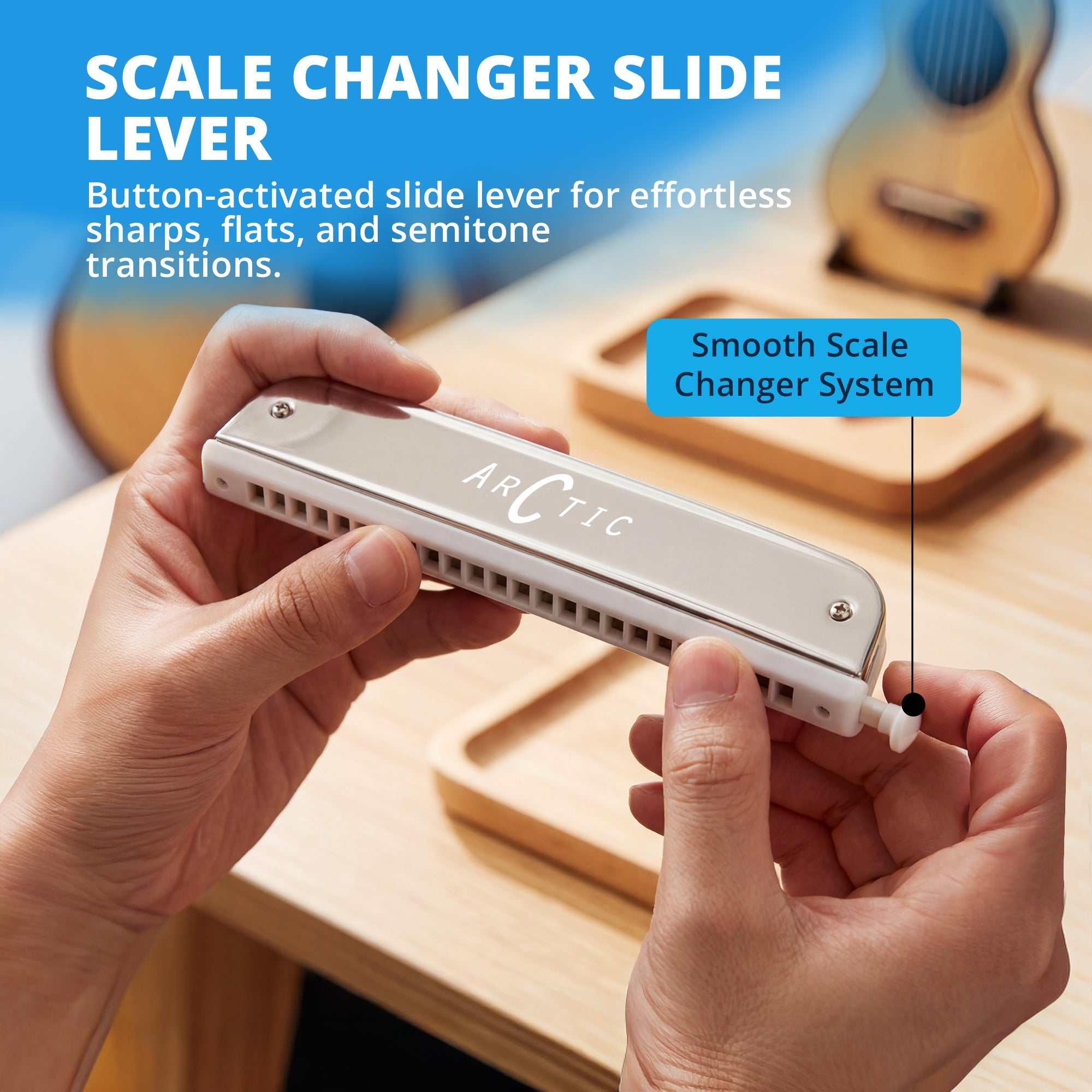 ARCTIC C Scale 24-Hole Chromatic Scale Changer Harmonica with Case – Premium Mouth Organ