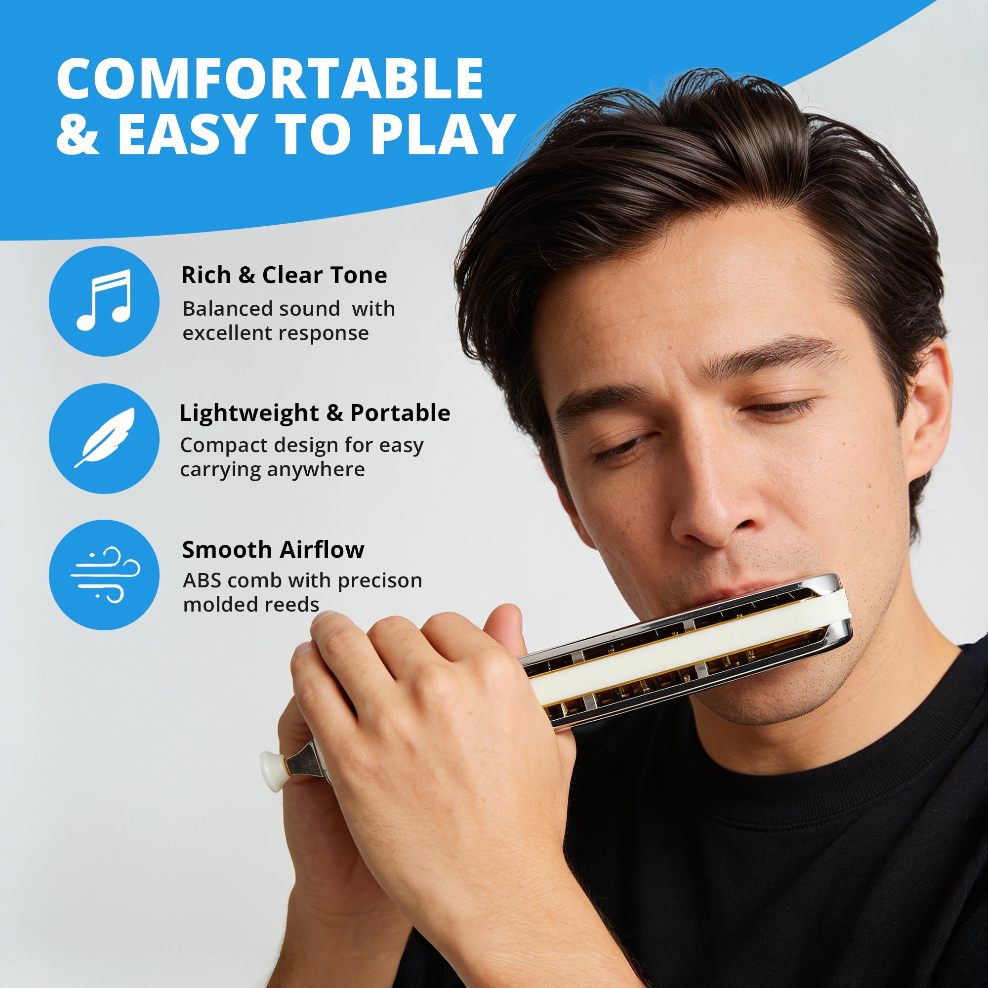 ARCTIC C Scale 24-Hole Chromatic Scale Changer Harmonica with Case – Premium Mouth Organ