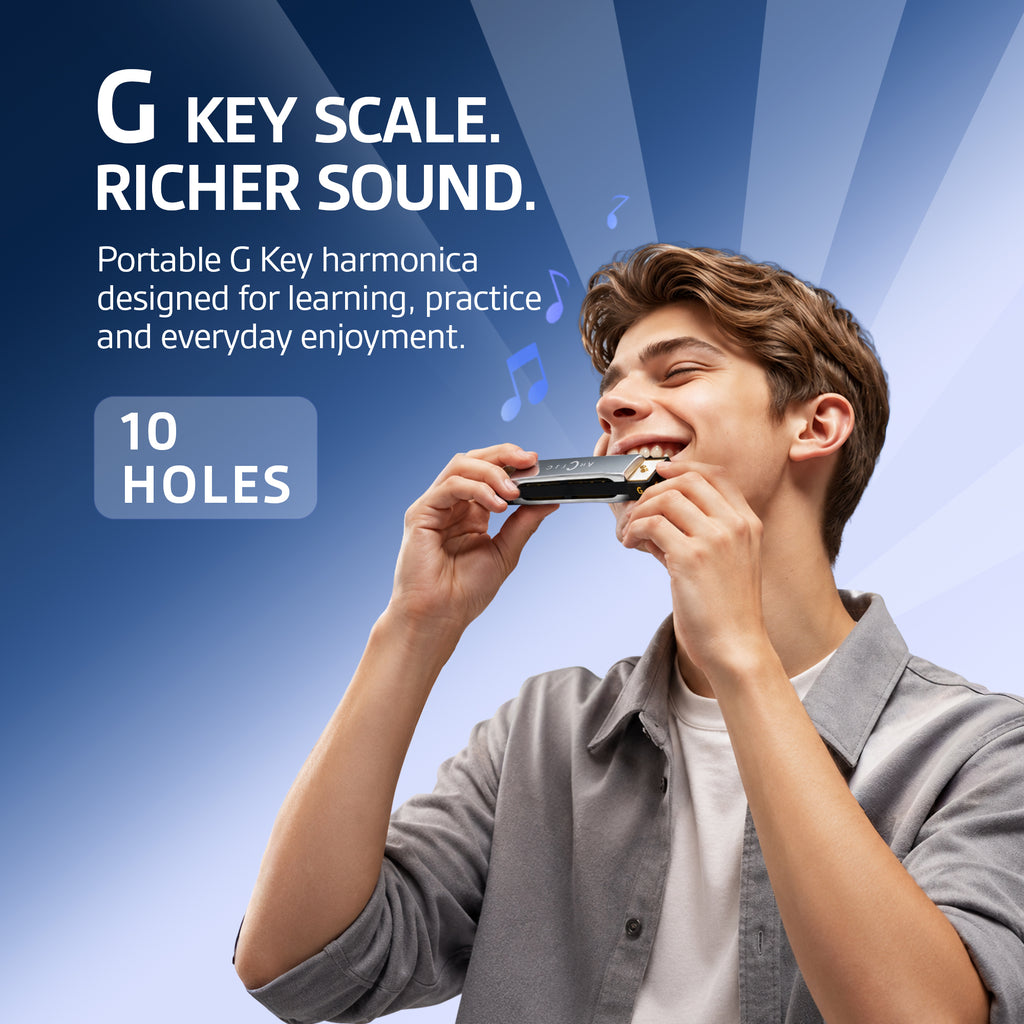 ARCTIC G Scale 10-Hole 20-Tone Harmonica | Premium Mouth Organ with Case & Cloth