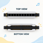 ARCTIC Key C 10-Hole Diatonic Harmonica Mouth Organ – For Beginners & Professionals with Hard Case (Silver)