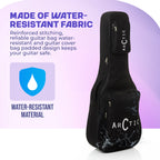 Black guitar bag with water-resistant material on a white background