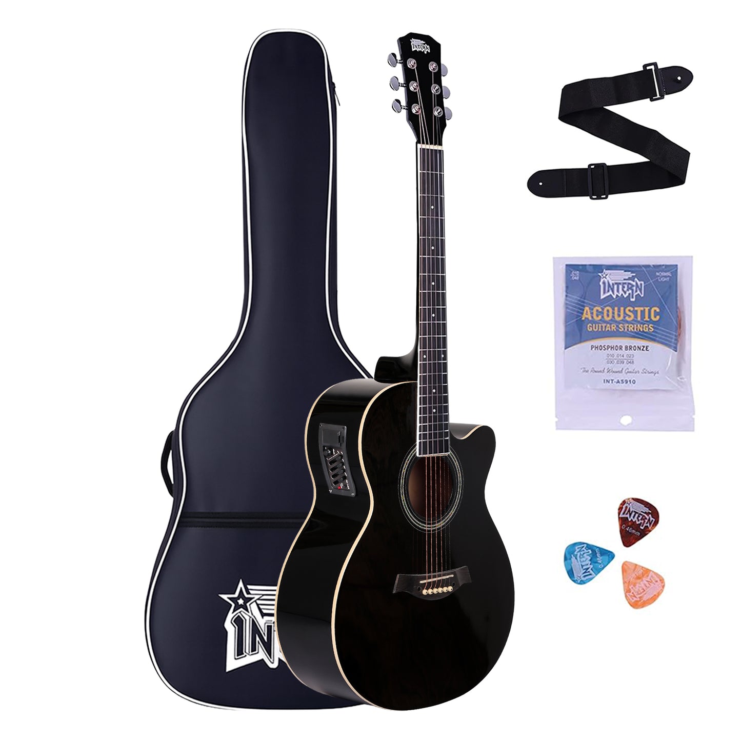 Intern 40 inch Semi-Acoustic Guitar Kit - Black