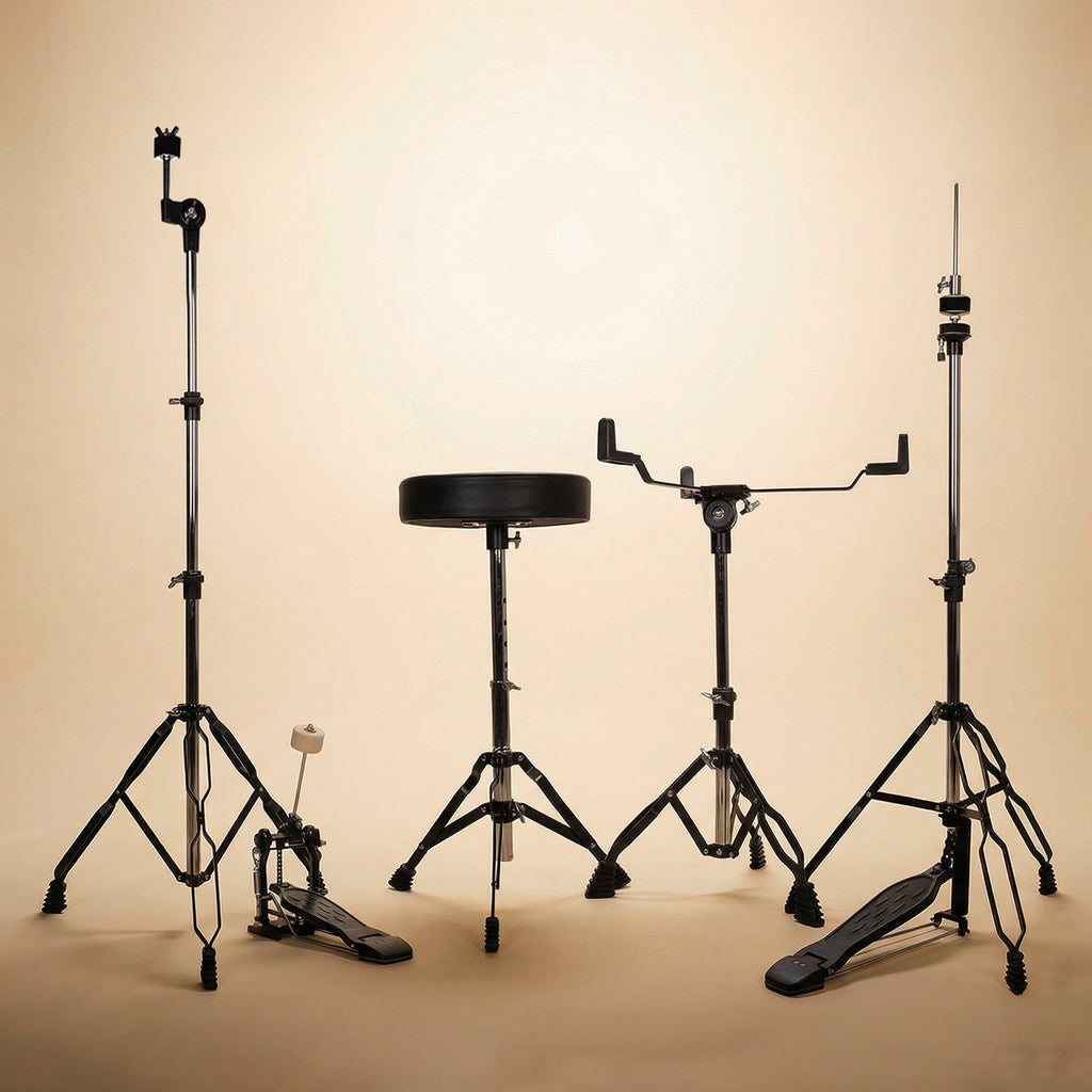BRONZ Acoustic Drum Kit (Blue) - 5 Pc Complete Drum Set with Hardware & Throne