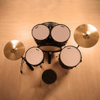 BRONZ Acoustic Drum Kit (Black) - 5 Pc Complete Drum Set with Hardware & Throne