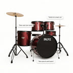 BRONZ Wine Red 5-Piece Acoustic Drum Kit with Hardware & Throne