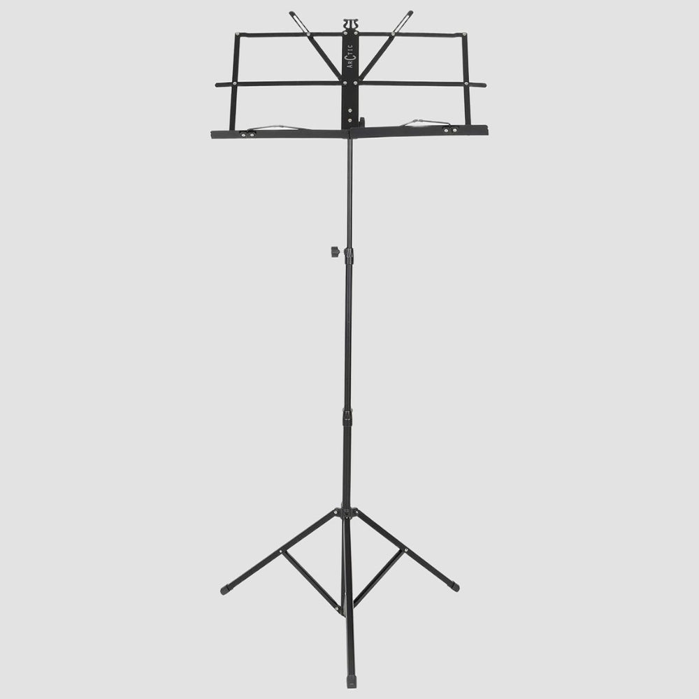 Black music stand on a white background