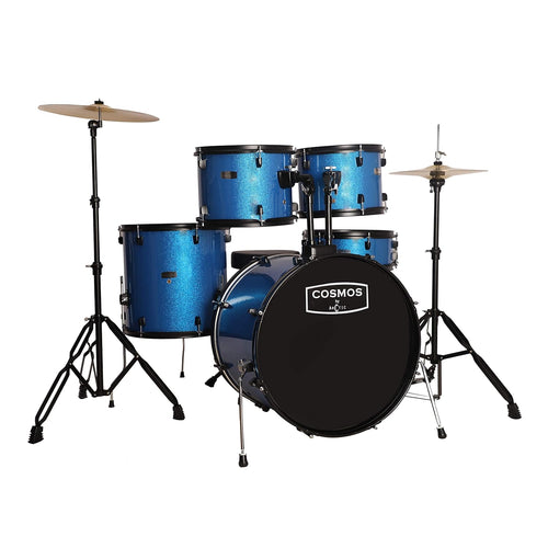 ARCTIC Cosmos 22 Inch 5-Piece Acoustic Drum Set with Cymbals, Hardware, Drum Throne & Drum Sticks - Blue
