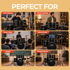 ARCTIC Cosmos 22 Inch 5-Piece Acoustic Drum Set with Cymbals, Hardware, Drum Throne & Drum Sticks - Black