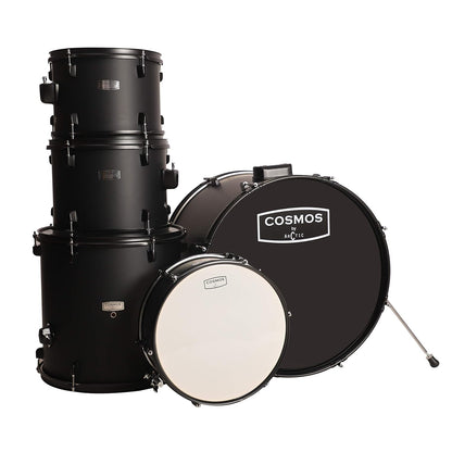 Arctic Cosmos 5-Piece Complete Acoustic Drum Kit (Black) - Full Set with Hardware & Throne