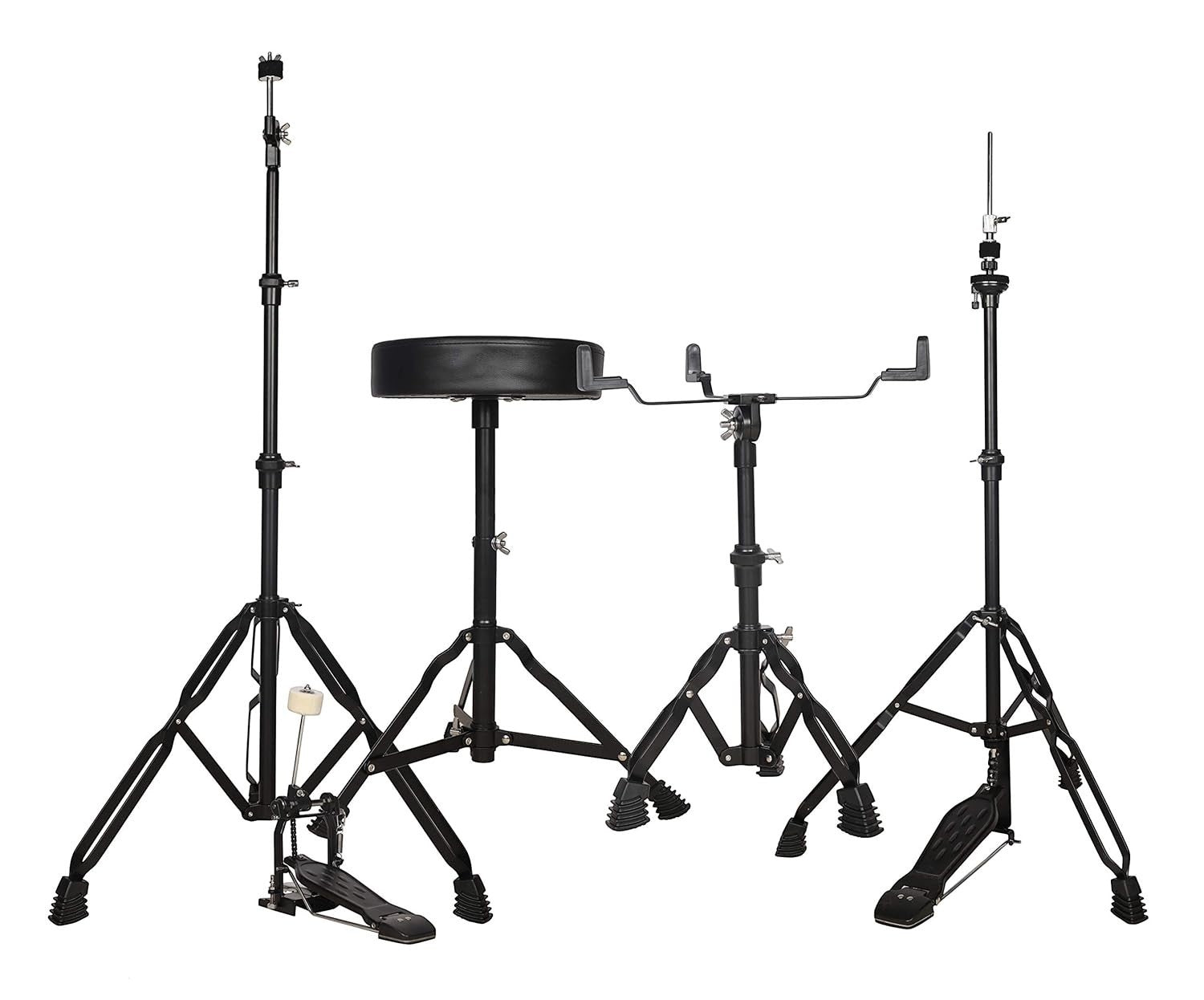 Arctic Cosmos 5-Piece Complete Acoustic Drum Kit (Black) - Full Set with Hardware & Throne