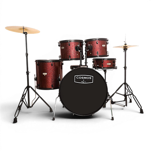 Drum set with 'Cosmos' branding on a white background