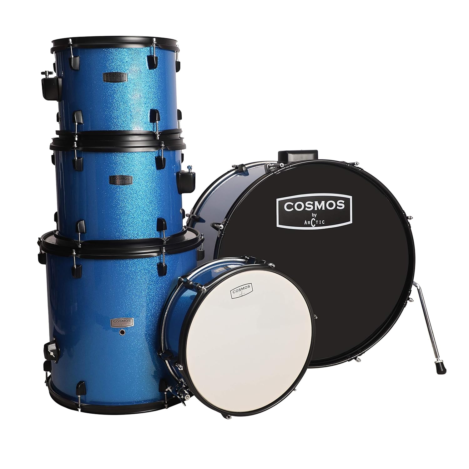 ARCTIC Cosmos 22 Inch 5-Piece Acoustic Drum Set with Cymbals, Hardware, Drum Throne & Drum Sticks - Blue