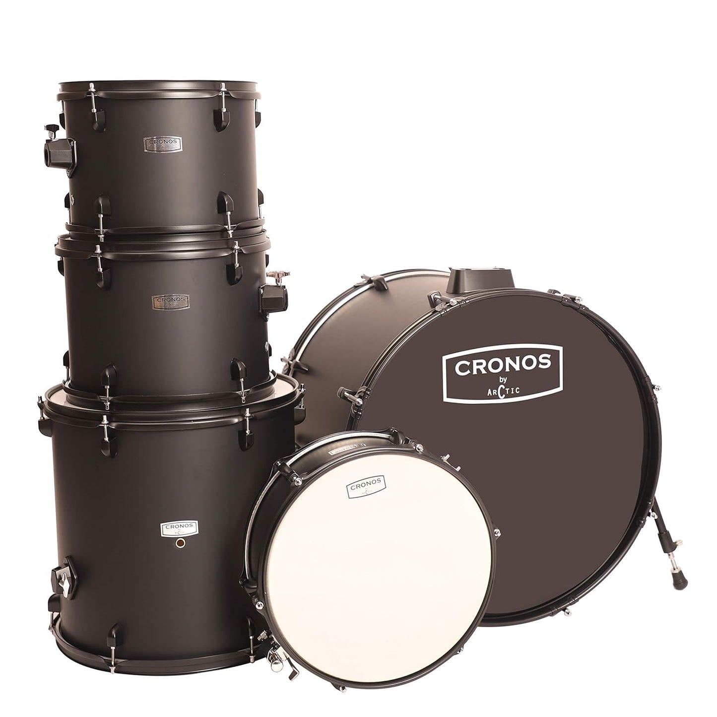 Arctic Cronos 5-Piece Acoustic Drum Kit (Black) with Cymbals, Sticks & Hardware