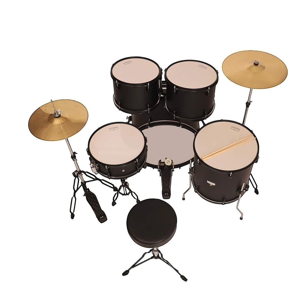 Arctic Cronos 5-Piece Acoustic Drum Kit (Black) with Cymbals, Sticks & Hardware