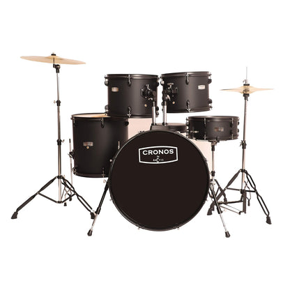 Arctic Cronos 5-Piece Acoustic Drum Kit (Black) with Cymbals, Sticks & Hardware