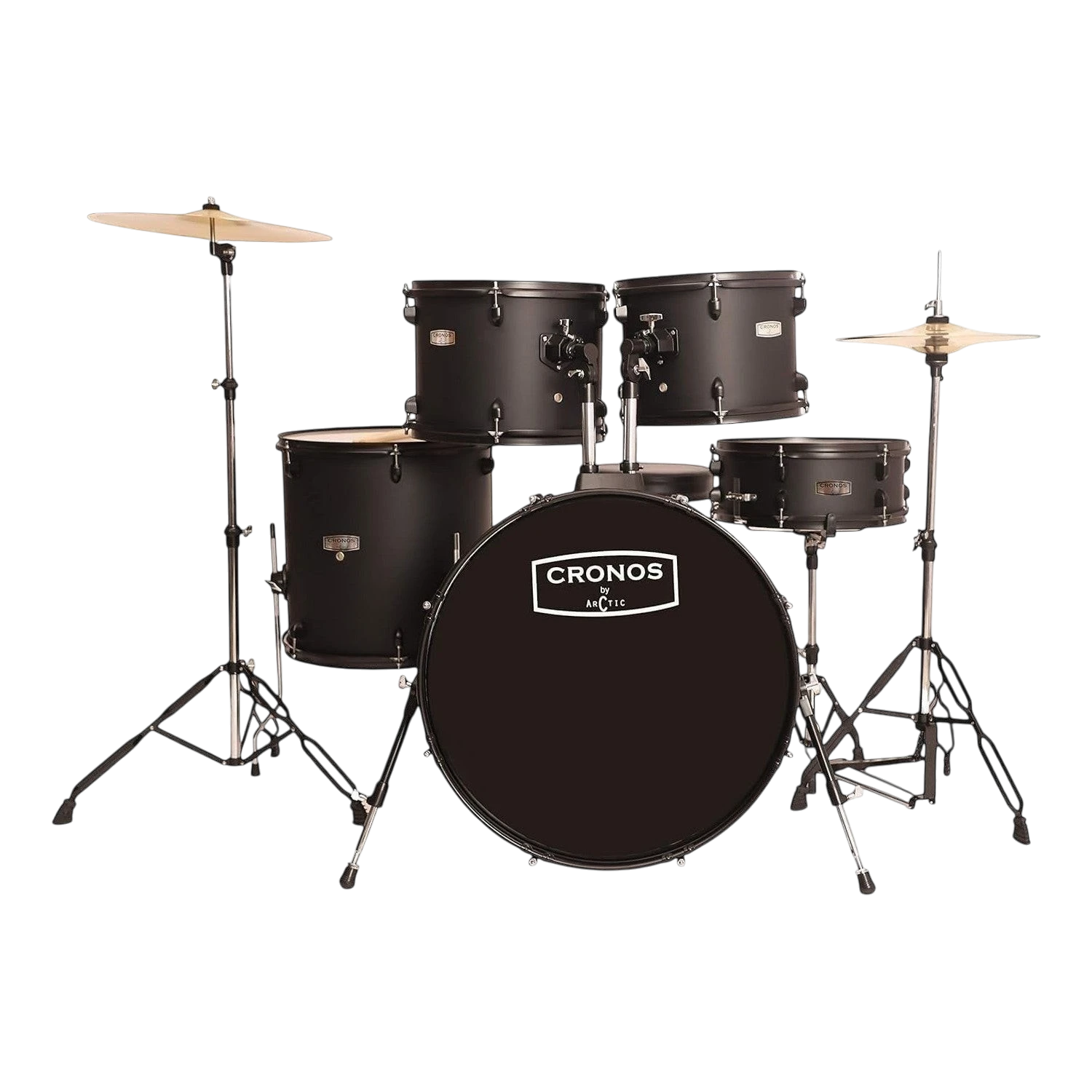 Arctic Cronos 5-Piece Acoustic Drum Kit (Black) with Cymbals, Sticks & Hardware