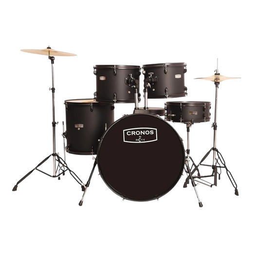 Arctic Cronos 5-Piece Acoustic Drum Kit (Black) with Cymbals, Sticks & Hardware