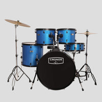 Arctic Cronos 5-Piece Acoustic Drum Kit (Blue) with Cymbals, Sticks & Throne