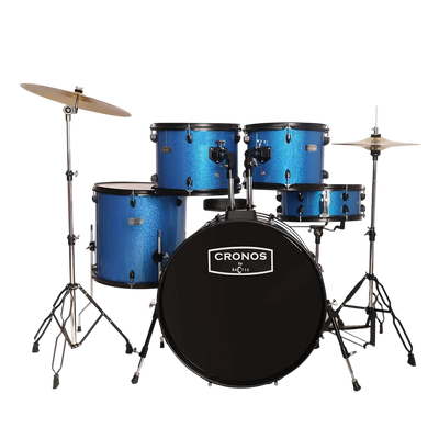 ARCTIC Cronos 22 Inch 5-Piece Acoustic Drum Set with Cymbals, Hardware, Drum Throne & Drum Sticks - Blue
