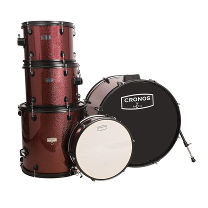 Arctic Cronos 5-Piece Acoustic Drum Kit (Red) with Cymbals, Sticks & Throne