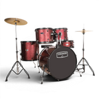 Arctic Cronos 5-Piece Acoustic Drum Kit (Red) with Cymbals, Sticks & Throne