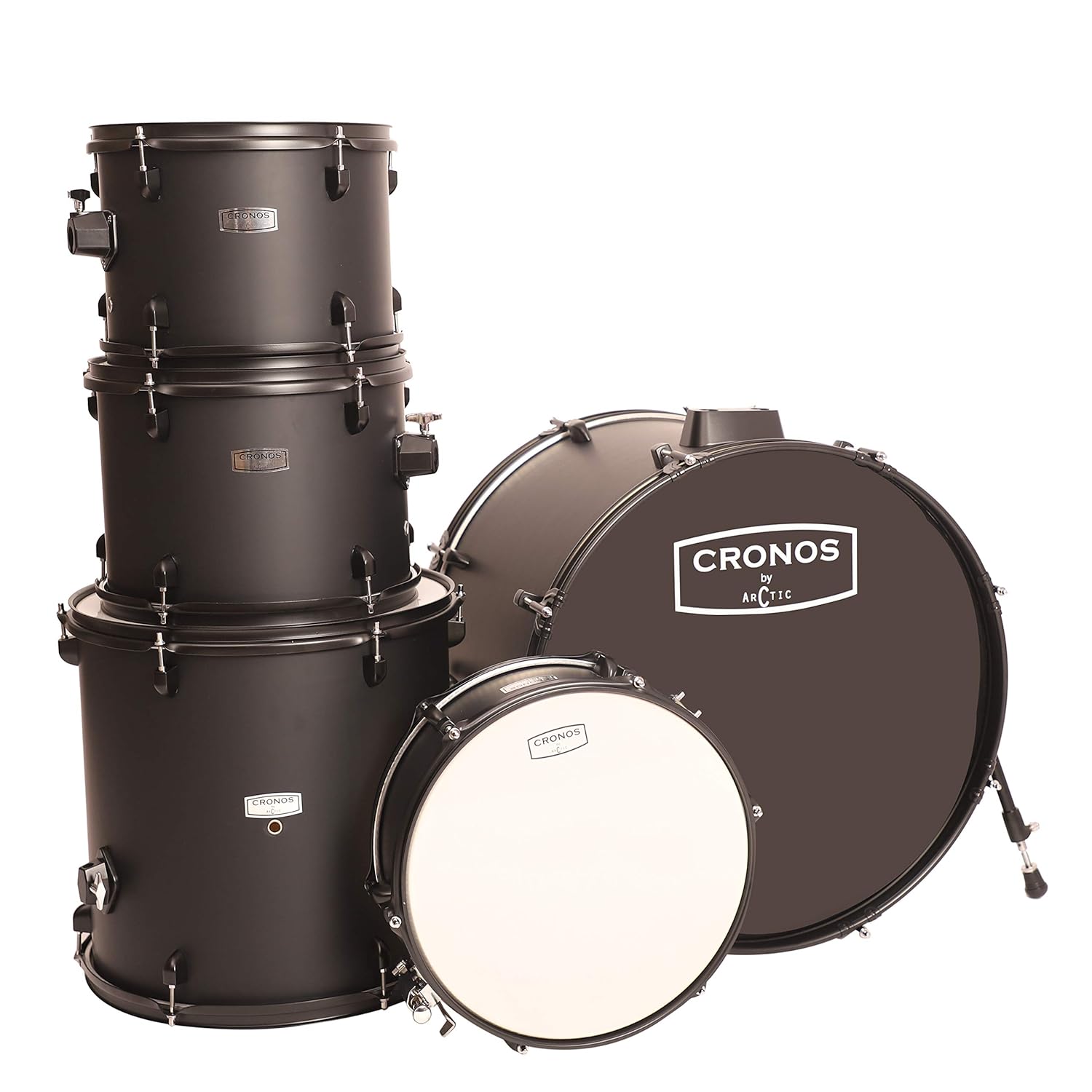ARCTIC Cronos 22 Inch 5-Piece Acoustic Drum Set with Cymbals, Hardware, Drum Throne & Drum Sticks - Black