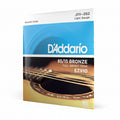 D'Addario acoustic guitar string set packaging with brand name and product details.