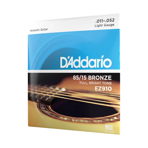 D'Addario acoustic guitar string set packaging with brand name and product details.