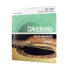 D'Addario acoustic guitar string set packaging with brand name and product details.