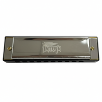 Intern Key C 10-Hole Diatonic Mouth Organ Harmonica with Case & Cleaning Cloth – Silver