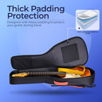 Guitar case with thick padding protection on a blue background