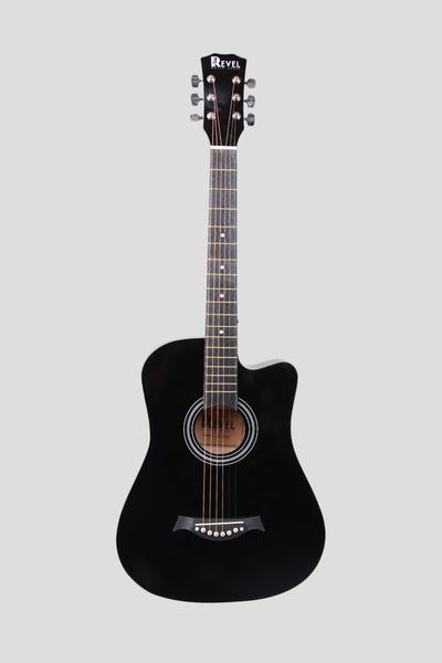 Revel 38 inch Acoustic Guitar with Bags & Picks - Black Glossy Finish