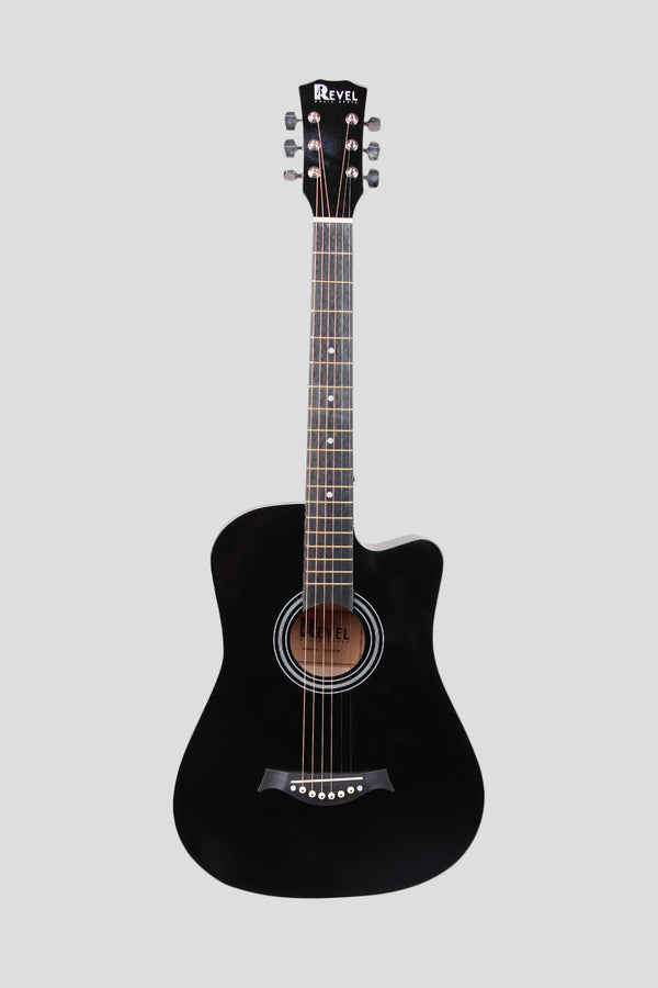 Revel 38 inch Acoustic Guitar with Bags & Picks - Black Glossy Finish