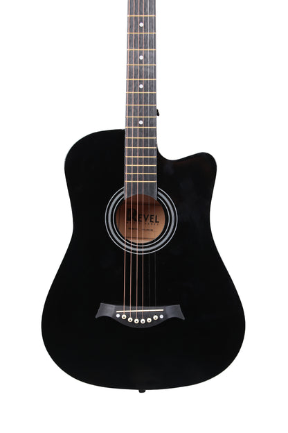 Revel 38 inch Acoustic Guitar with Bags & Picks - Black Glossy Finish