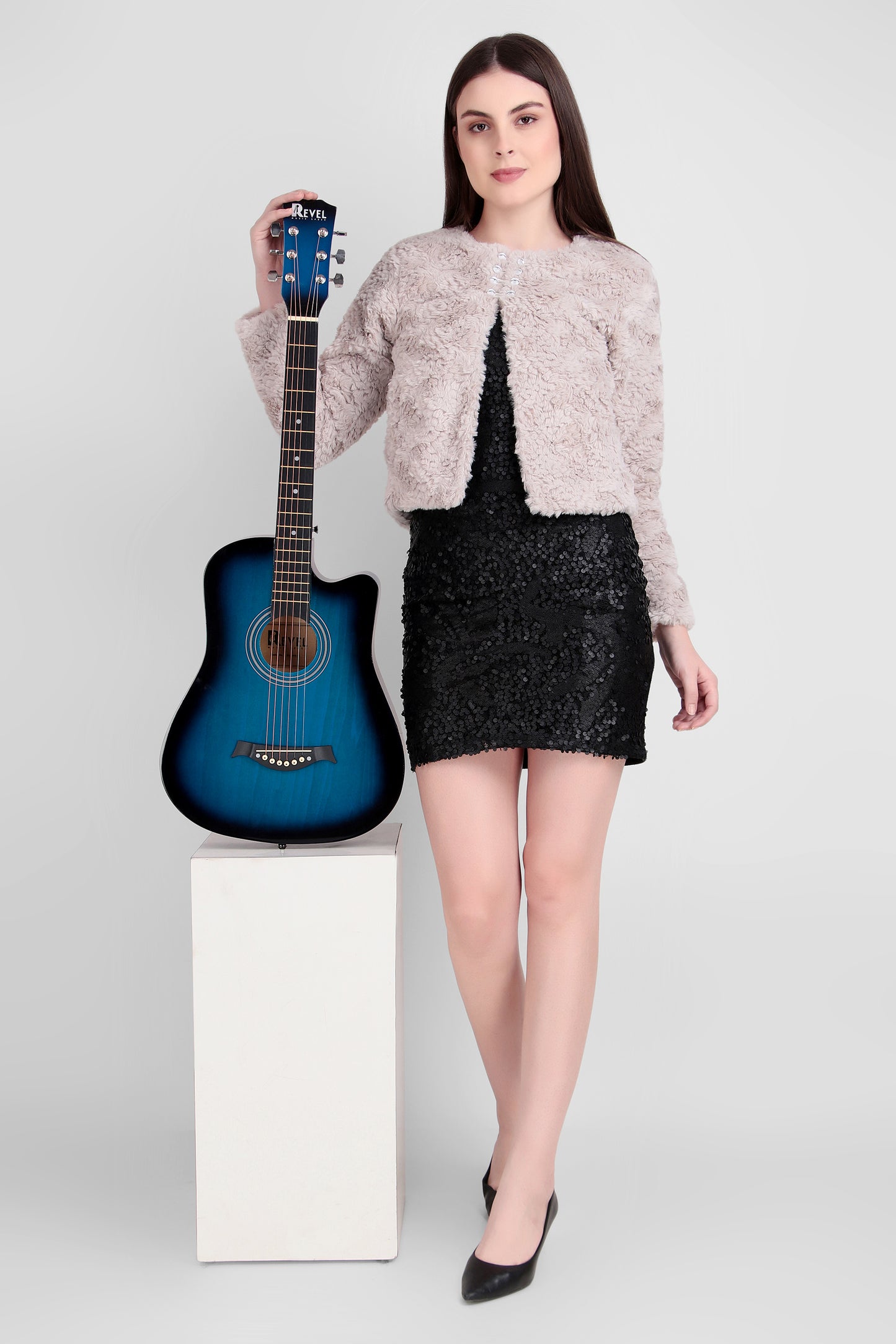 Revel 38 inch Acoustic Guitar with Bags & Picks - Blue Glossy Finish