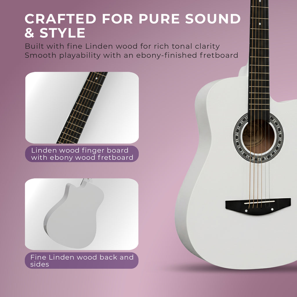 Intern INT-38C-WH | 38" Acoustic Guitar Kit - White Matte Finish