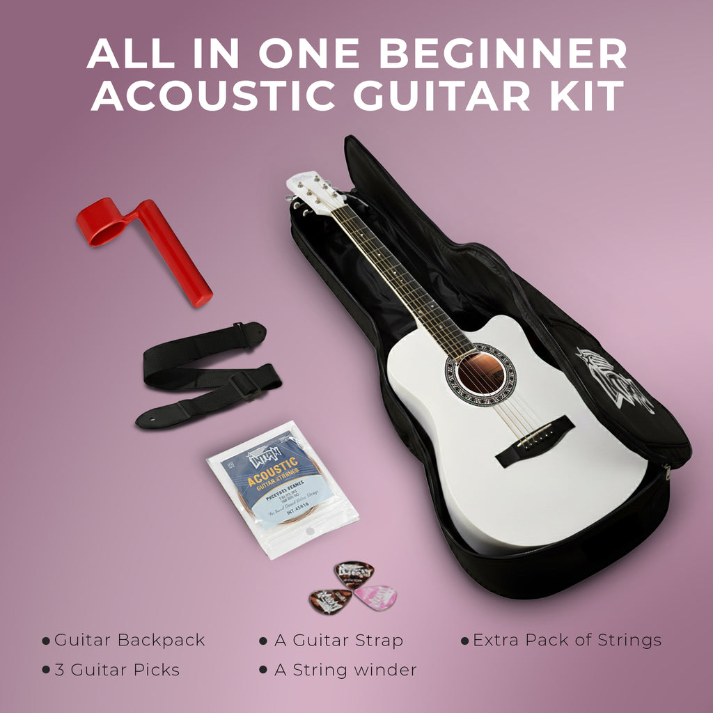 Intern INT-38C-WH | 38" Acoustic Guitar Kit - White Matte Finish