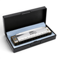 Intern Key C 10-Hole Diatonic Mouth Organ Harmonica with Case & Cleaning Cloth – Silver