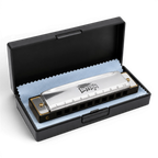 Intern Key C 10-Hole Diatonic Mouth Organ Harmonica with Case & Cleaning Cloth – Silver