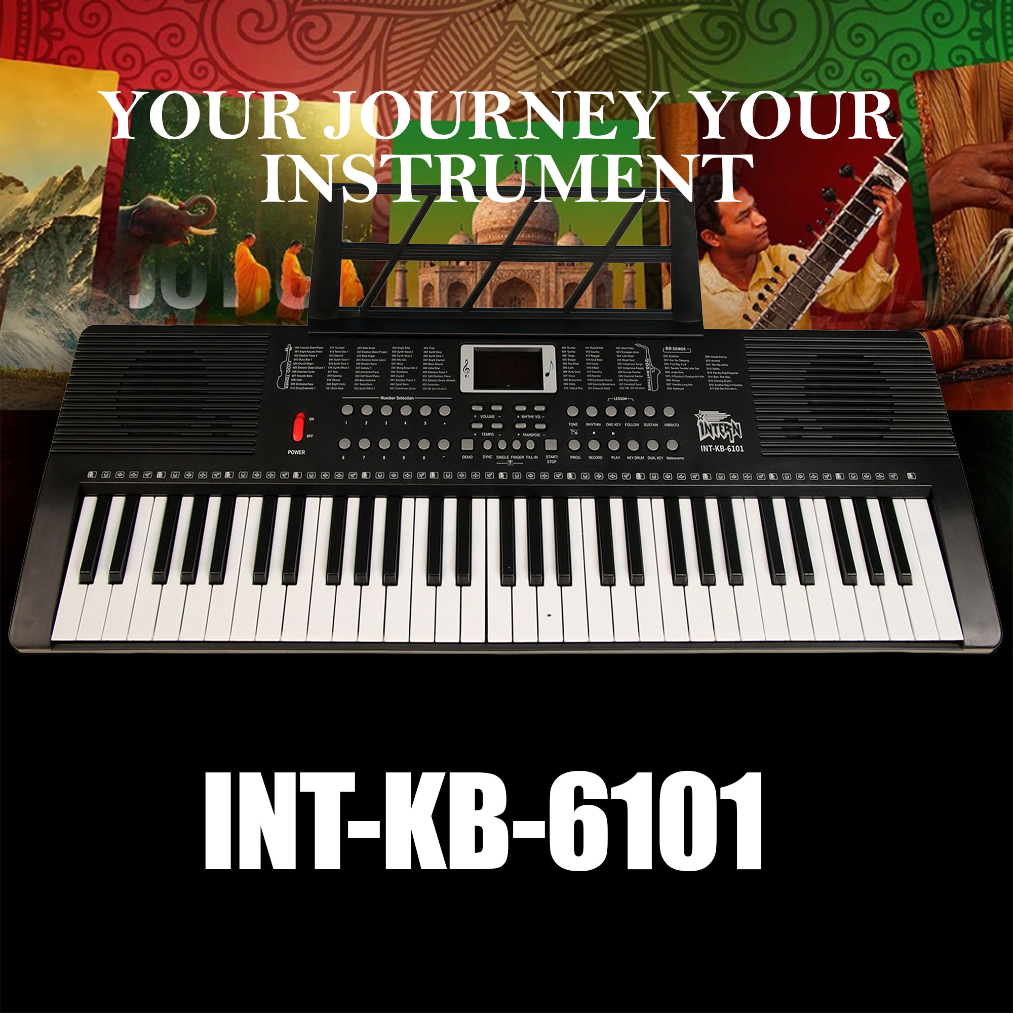 Intern 61-Keys Portable Piano Keyboard – Touch Response, 200 Rhythms & Tones
