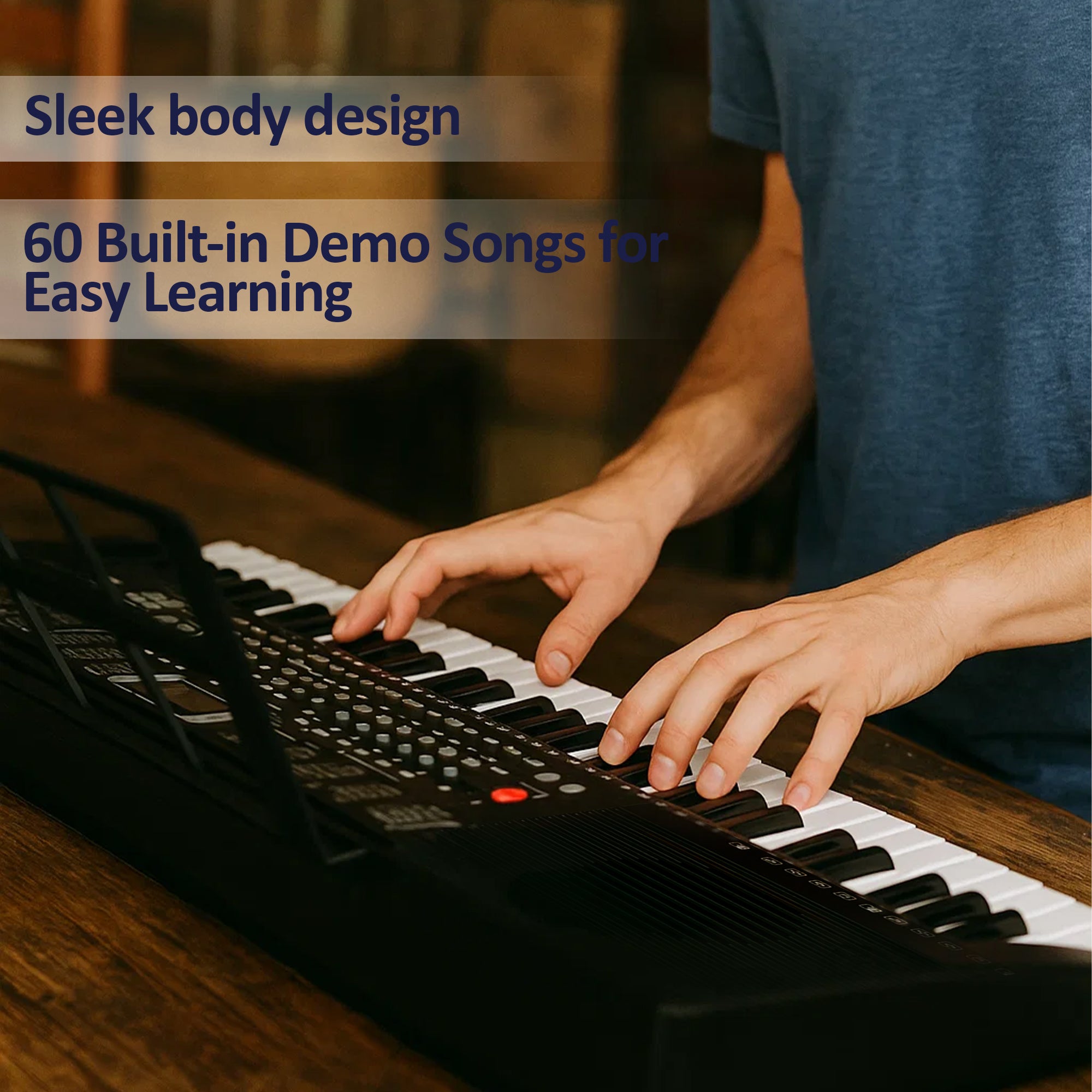 Intern 61-Keys Portable Piano Keyboard – Touch Response, 200 Rhythms & Tones