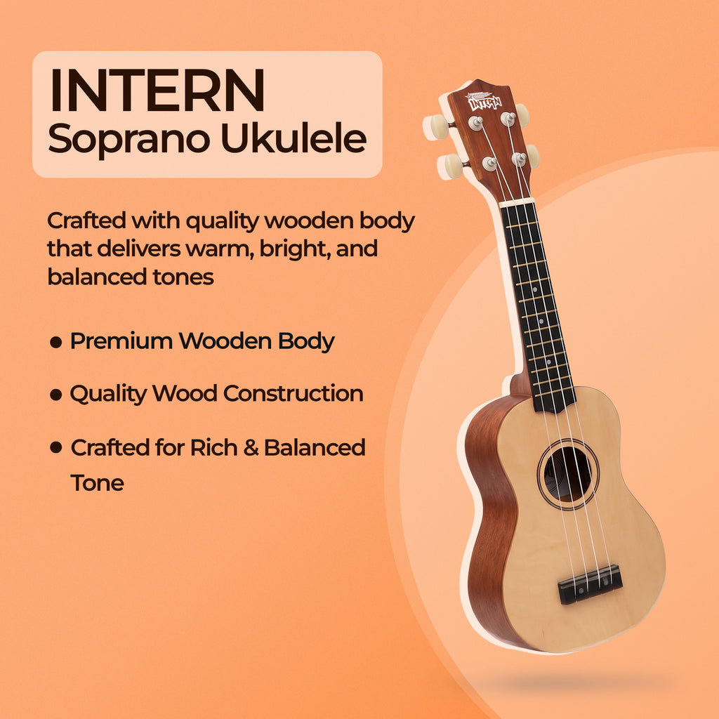 Intern 21 Inch Soprano Ukulele with Carry Bag
