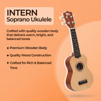 Intern 21 Inch Soprano Ukulele with Carry Bag