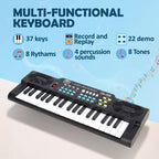 Intern 37-Key Mini Keyboard Piano with Microphone and Power Adapter