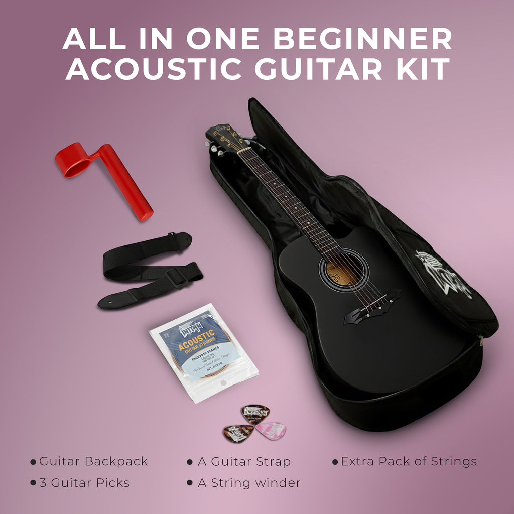 Intern INT-38C-BK | 38" Acoustic Guitar Kit - Matte Black Finish