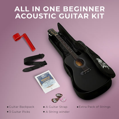 Intern INT-38C | 38" Acoustic Guitar Kit - Matte Black Finish