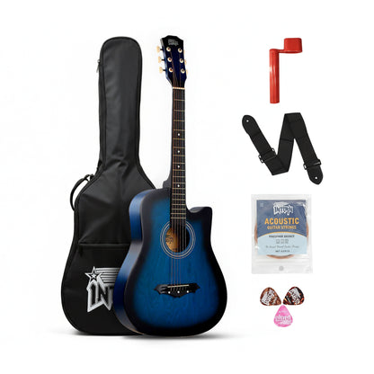 Intern INT-38C | 38" Acoustic Guitar Kit - Blue Matte Finish